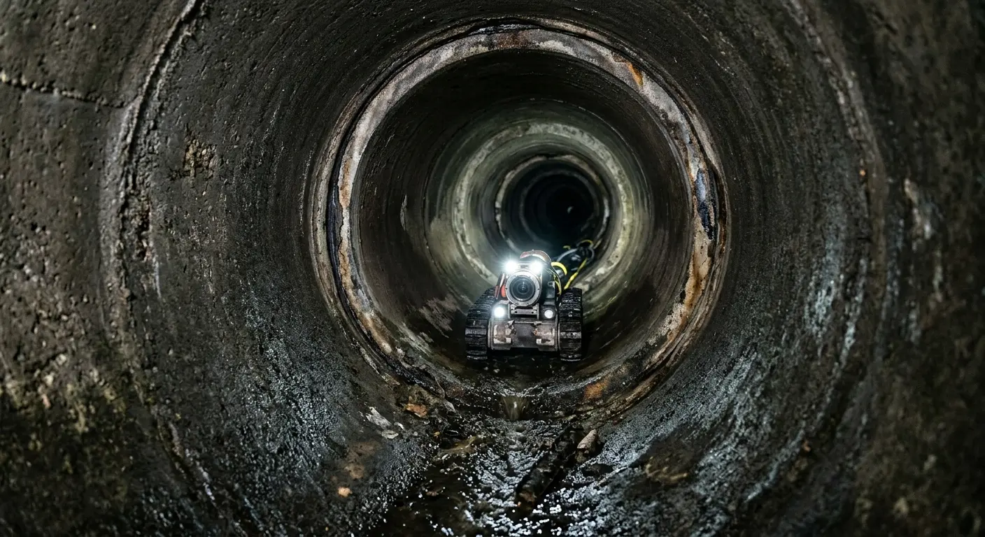 Robotic sewer camera inspecting pipe interior for Drain Snake Service in Fallon